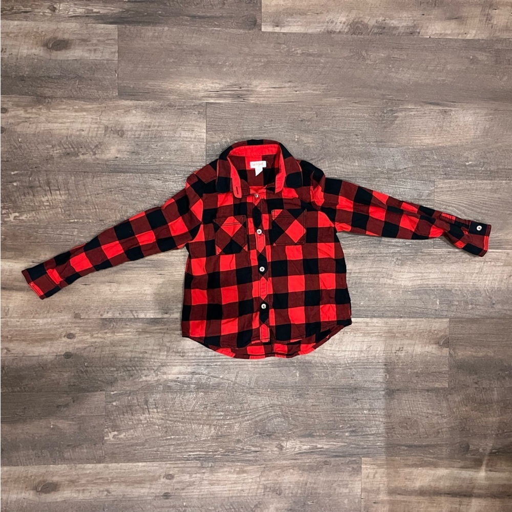 Cat & Jack Red and Black Plaid Shirt